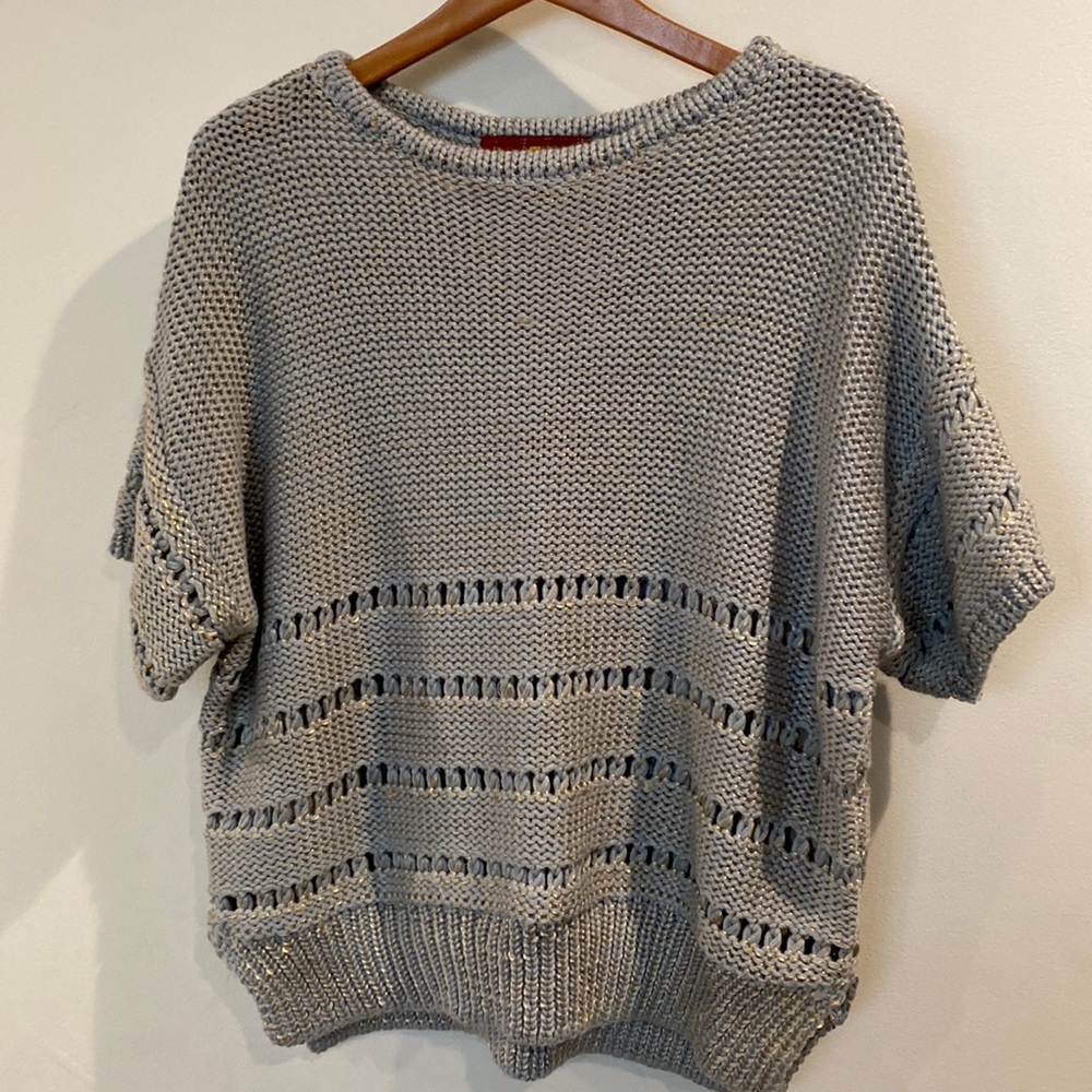 7 For All Mankind Short Sleeve Knit Sweater Top
